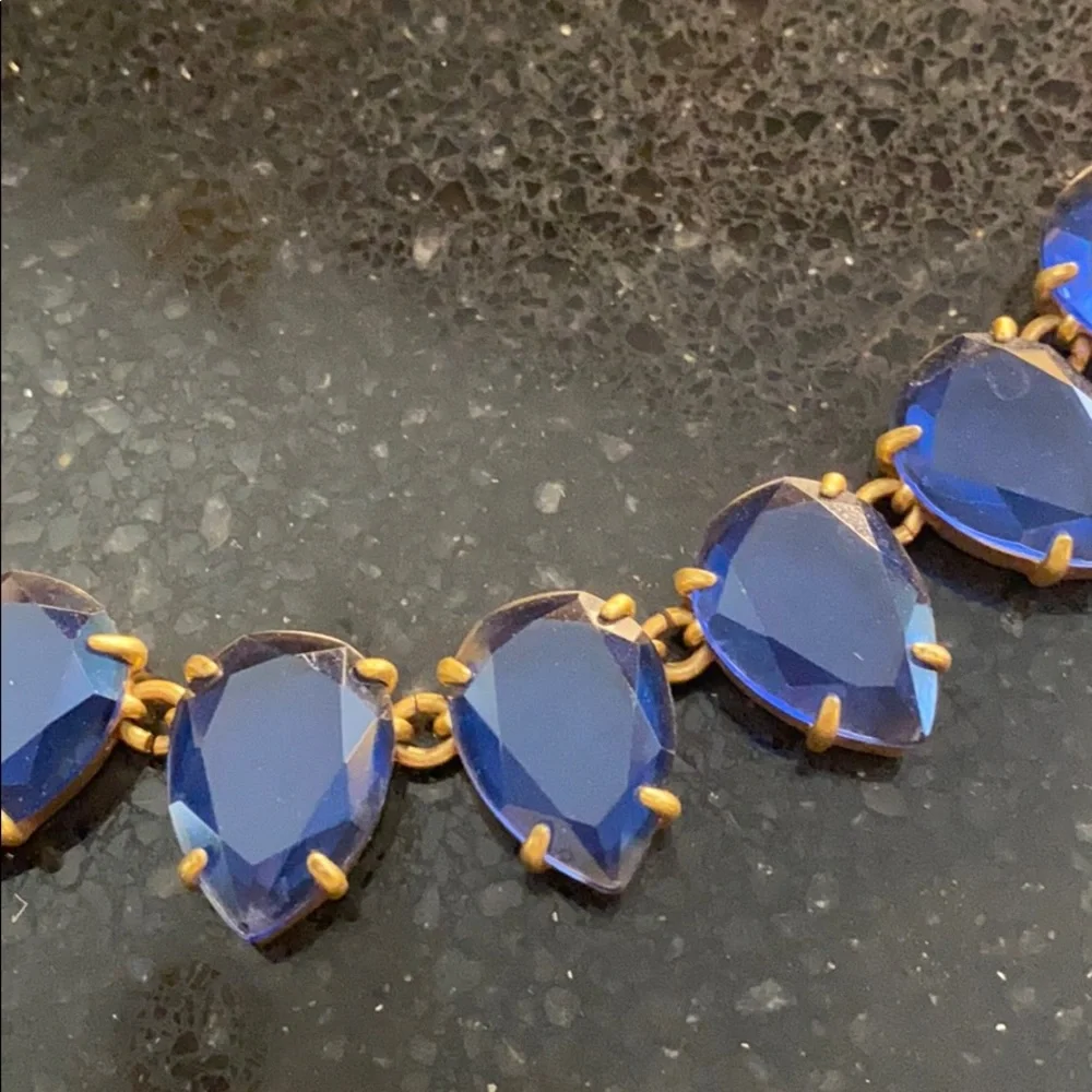 J.Crew Real glass blue and gold necklace
